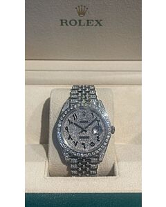 Rolex date just jubilee steel 40mm full pave diamons 