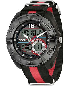 SECTOR Expander Black-Red Fabric Strap R3251521001