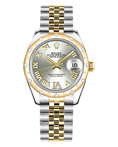 Rolex Datejust 31mm  Silver Dial Diamond Women's Watch 178343