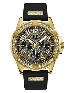 GUESS Multifunction Crystals Black Rubber Strap W1132G1