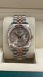 Rolex date just 36mm pink/steel jubille band black diamonds dial