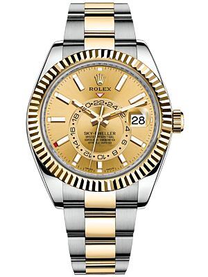 Rolex sky dweller 336933 steel and gold champain dial