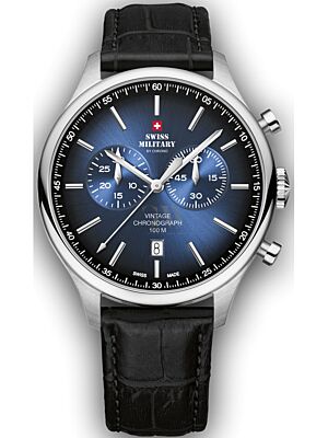 SWISS MILITARY by Chrono Black Leather Chronograph SM30192.08