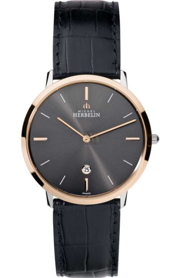 MH19515/TR22 MICHEL HERBELIN City Rose Gold Black Leather