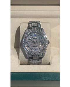 Rolex date just 40mm oyster in steel full pave diamonds 