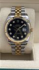 Rolex date just 36mm jubilee yellow gold/steel black diamonds