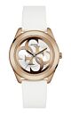 GUESS Rose Gold White Leather Strap W0911L5