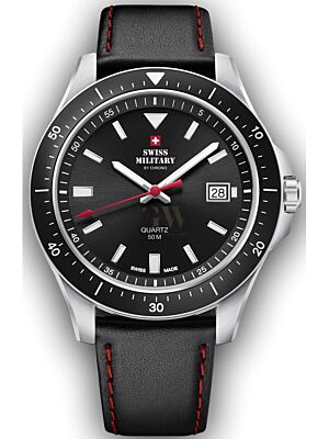 SWISS MILITARY by Chrono Black Leather Strap SM34082.04