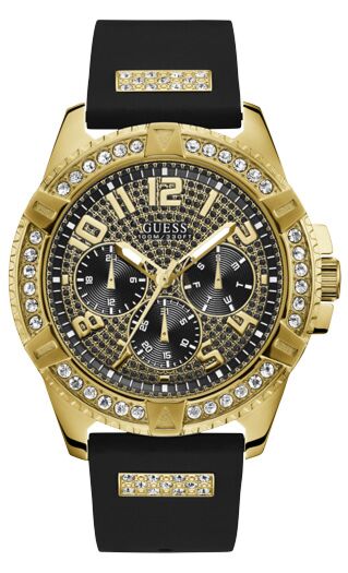 GUESS Multifunction Crystals Black Rubber Strap W1132G1