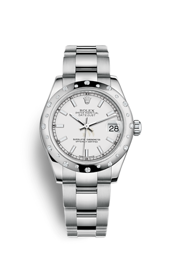 Rolex 31mm, Date just  178344RBR  white gold bezel with diamonds